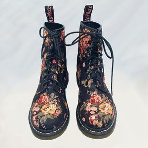 Dr. Martens Boots 1460 Canvas Black Rose Floral Victorian Womens Size 10